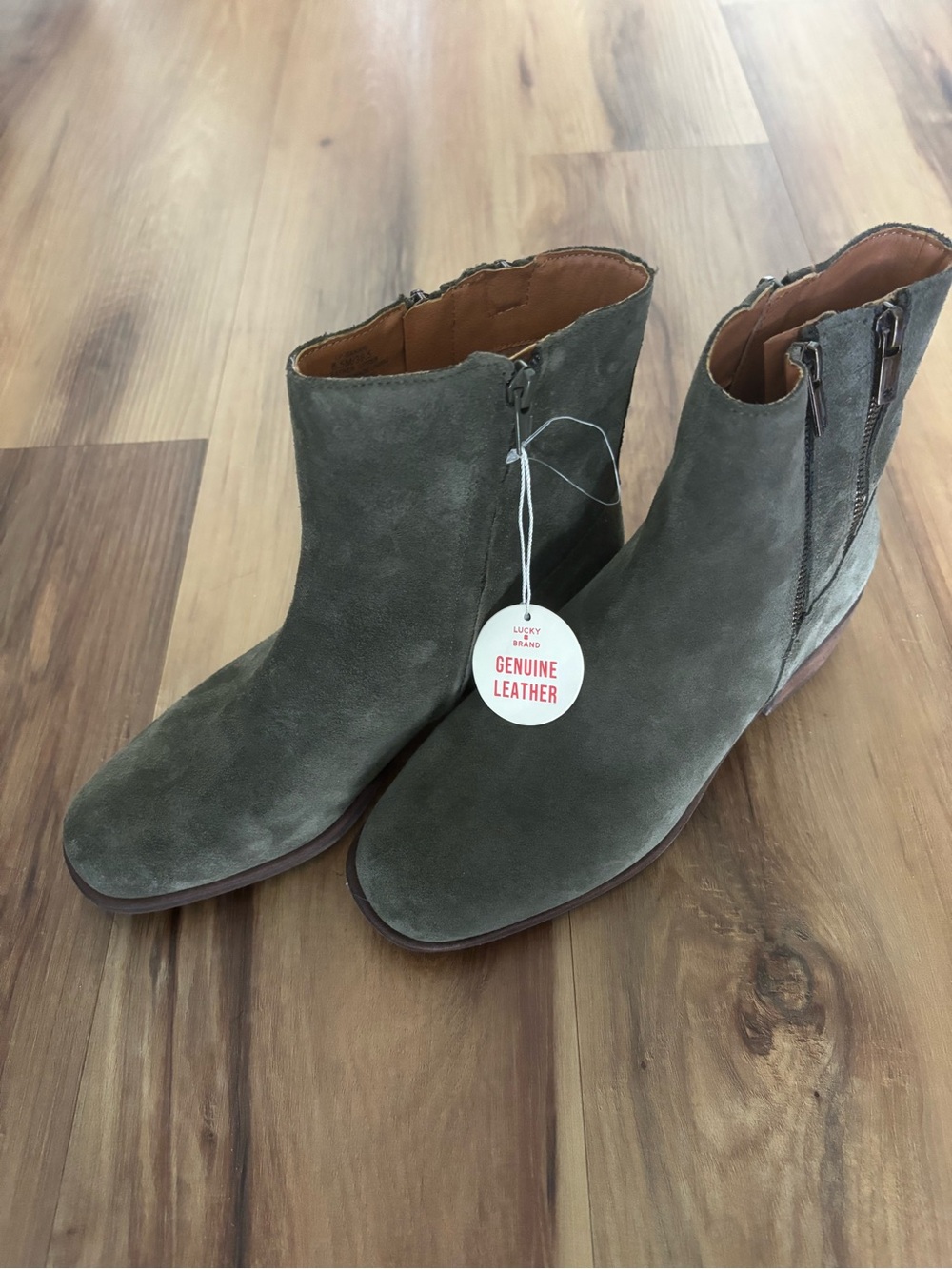 Lucky Brand Olive Suede Ankle Boots